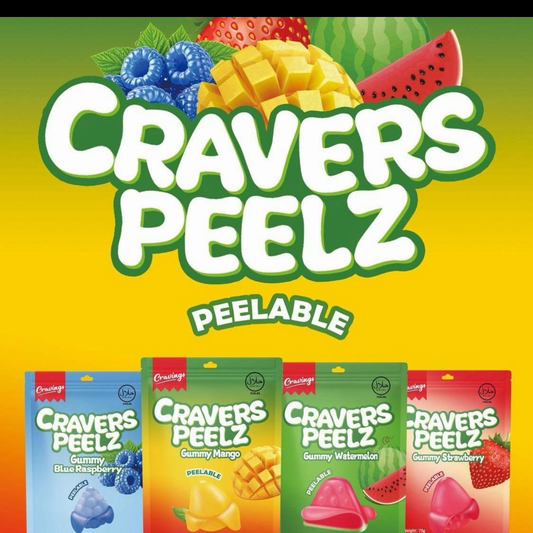 Cravers Peelz Peelable Candy | 4 FLAVOURS | Mango, Watermelon, Strawberry & Blue Raspberry | 4 FOR £10 |